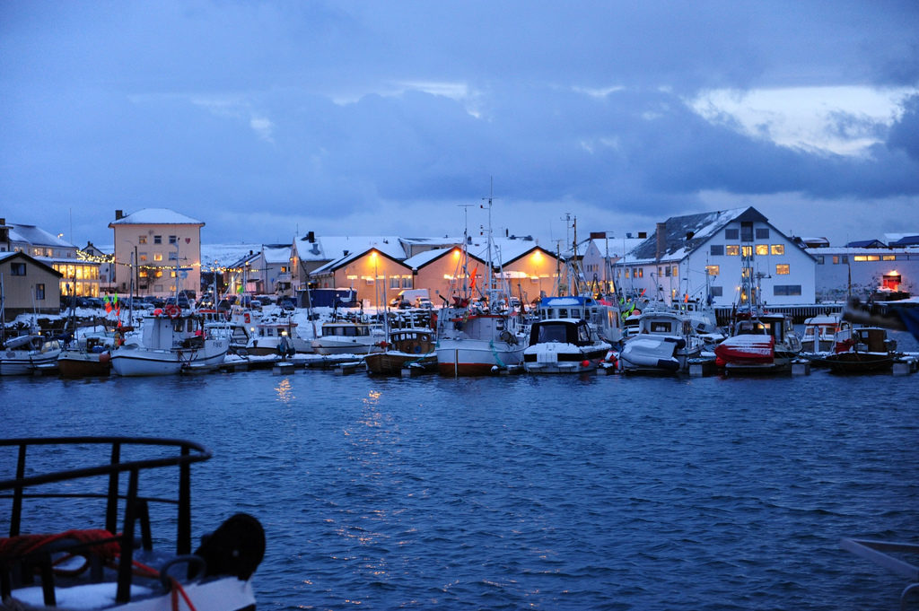 a picture of vadsoe waterfront in norway