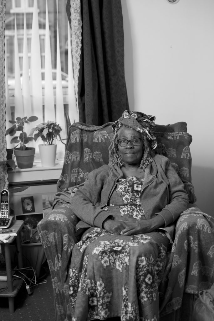 photo of Jean Douglas in her armchair