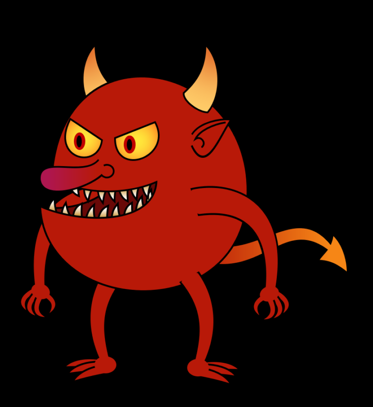 Cartoon drawing of small red devil