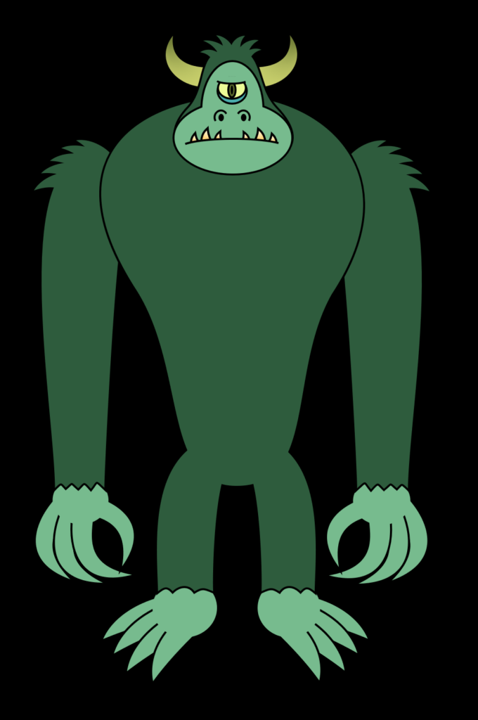 cartoon drawing of green gorilla