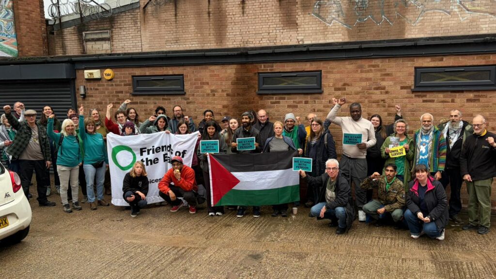 Friends of the Earth, XR and Greenpeace outside the Edge